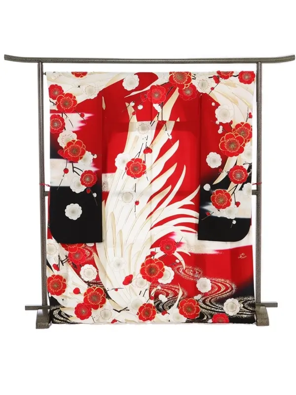 振袖900/赤地に梅の花柄