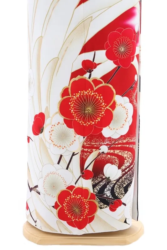 振袖900/赤地に梅の花柄
