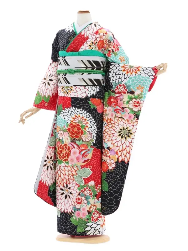 振袖906/菊づくしにバラの花