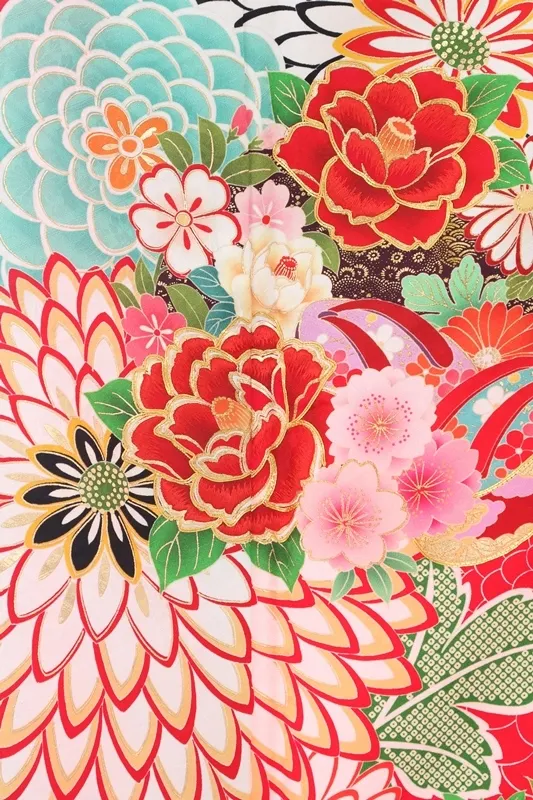 振袖906/菊づくしにバラの花