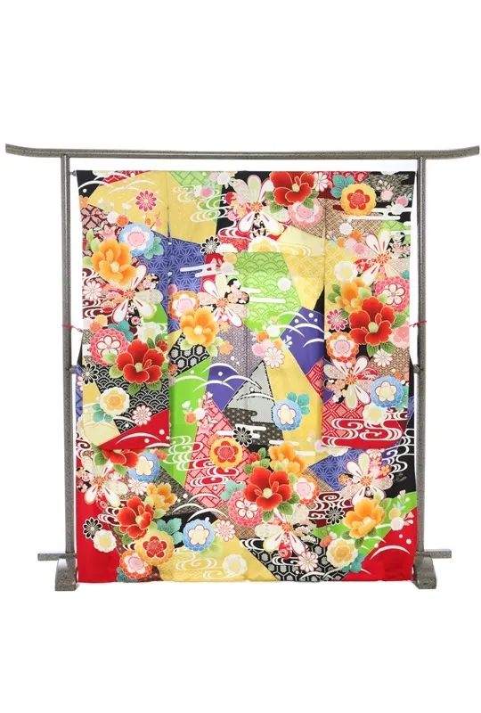 振袖915/黒 赤 椿と桜