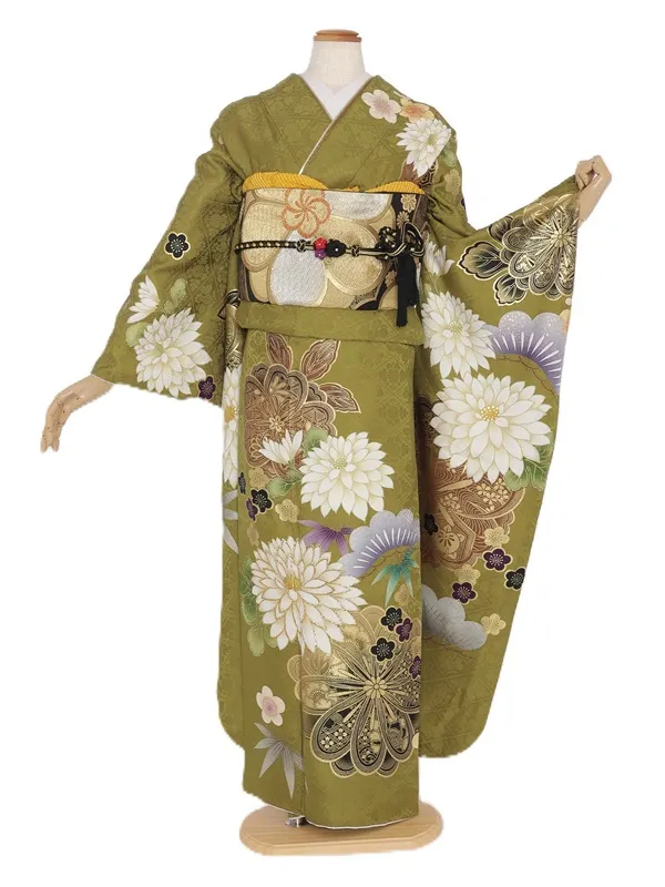 振袖1035/ﾗｲﾑｸﾞﾘｰﾝ 大輪菊 桜