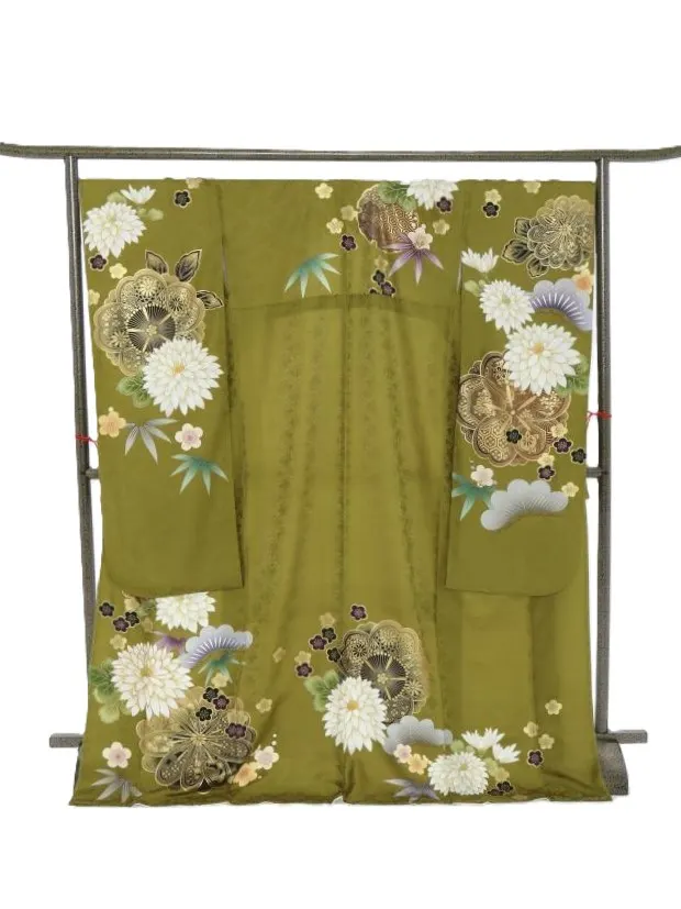 振袖1035/ﾗｲﾑｸﾞﾘｰﾝ 大輪菊 桜