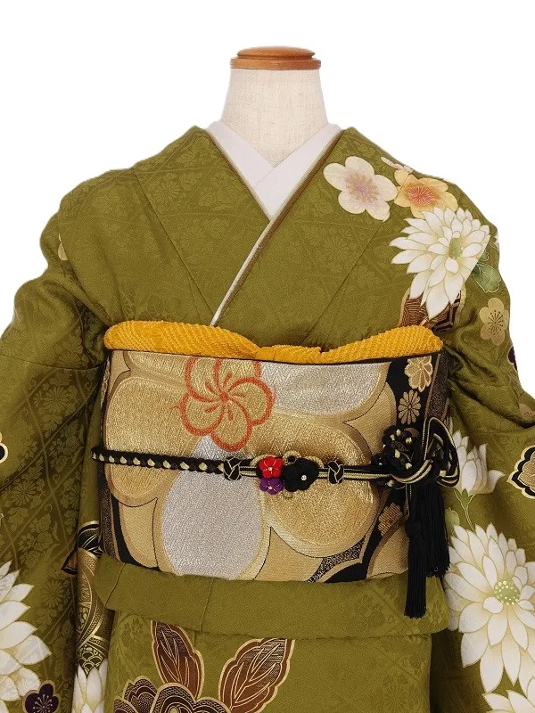 振袖1035/ﾗｲﾑｸﾞﾘｰﾝ 大輪菊 桜