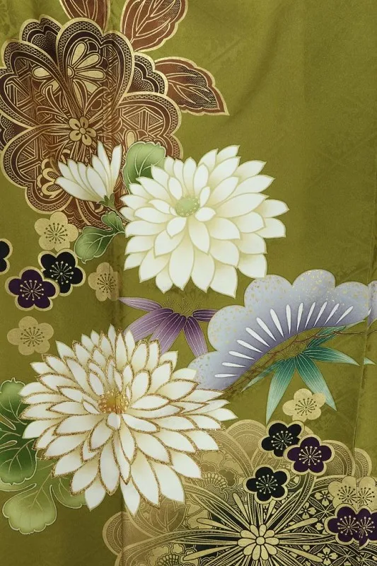 振袖1035/ﾗｲﾑｸﾞﾘｰﾝ 大輪菊 桜