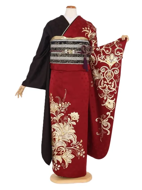 振袖1059/エンジ黒 金彩