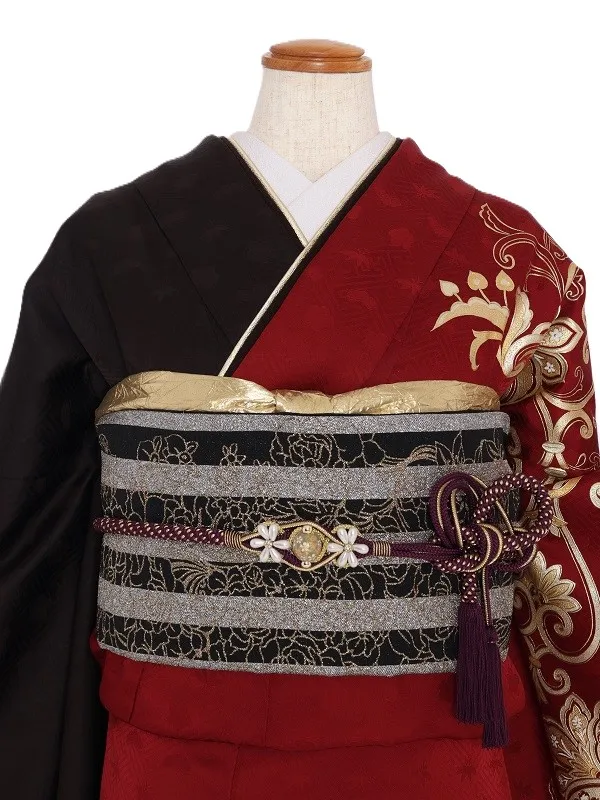 振袖1059/エンジ黒 金彩