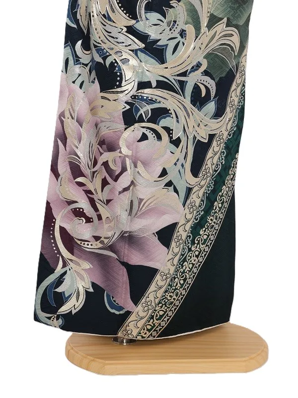 振袖1078/紺 紫洋花