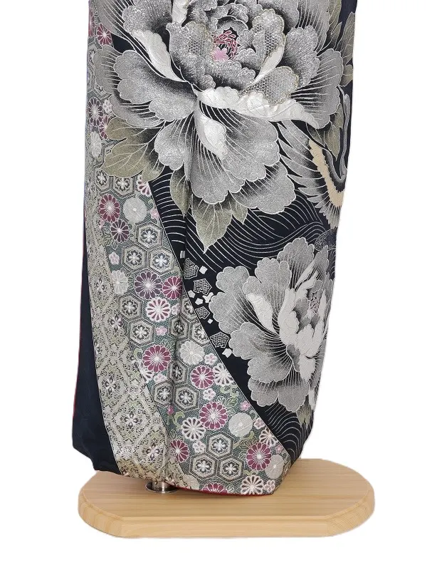 振袖1079/濃紺 薔薇 鳳凰 金彩 桂由美