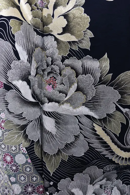 振袖1079/濃紺 薔薇 鳳凰 金彩 桂由美