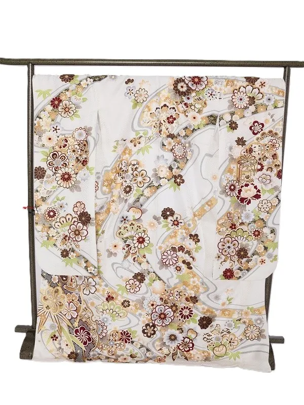 振袖1083/白 ねじ梅 古典柄