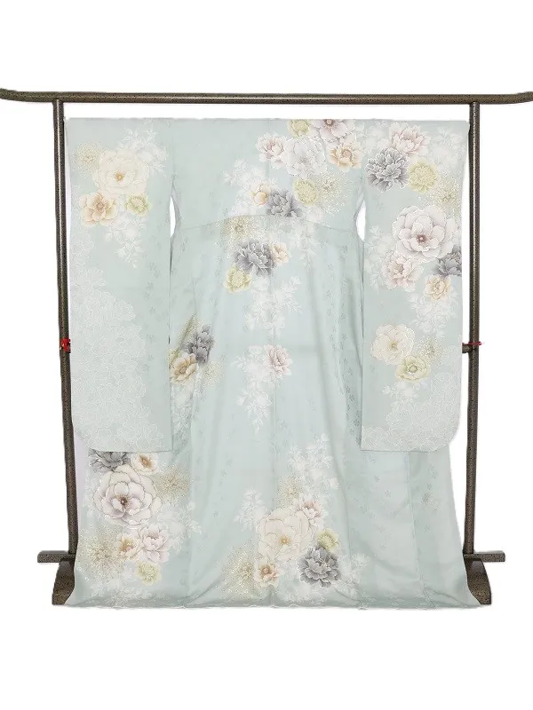 振袖1084/薄水色 牡丹