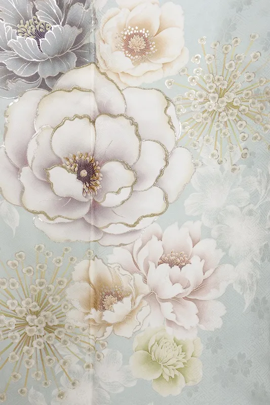 振袖1084/薄水色 牡丹