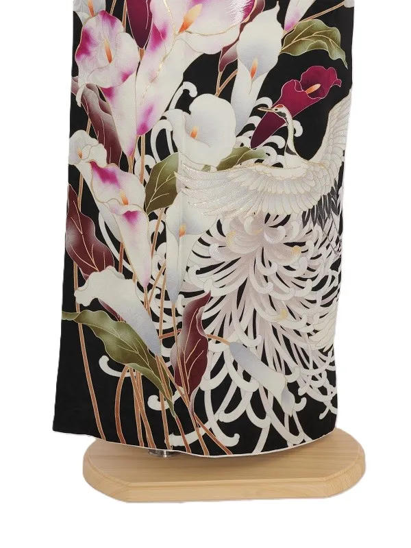 振袖1087/黒 鶴 百合 乱菊