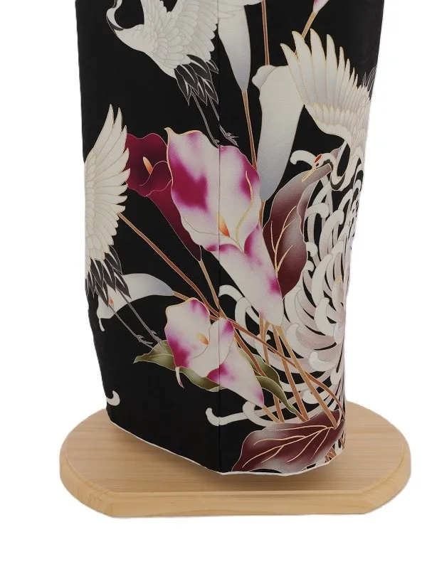 振袖1087/黒 鶴 百合 乱菊