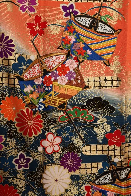 振袖1128/さび朱色に裾鉄紺