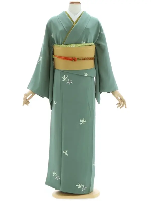 訪問着250渋ｸﾞﾘｰﾝ蘭の花