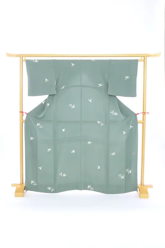 訪問着250渋ｸﾞﾘｰﾝ蘭の花