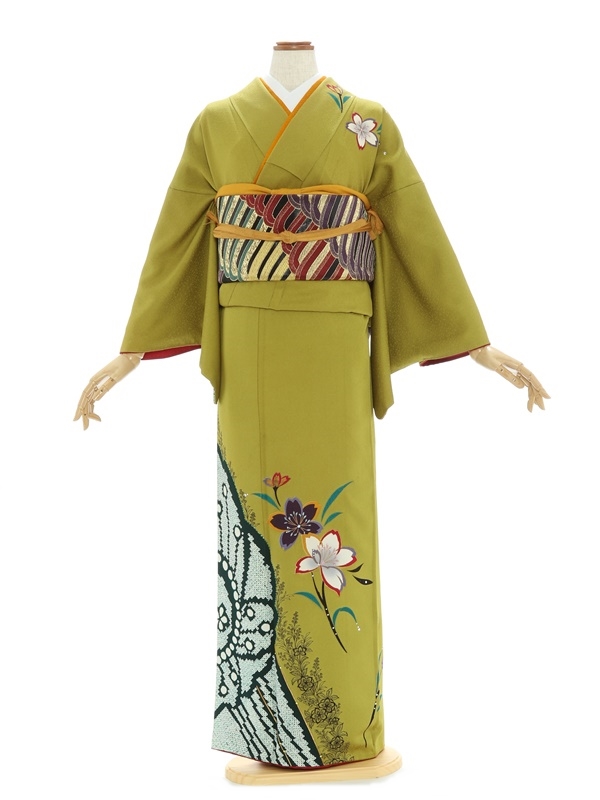 k-4010 美しい装いに 素敵な色味にデザイン 正絹 訪問着大島紬 - 着物 ...