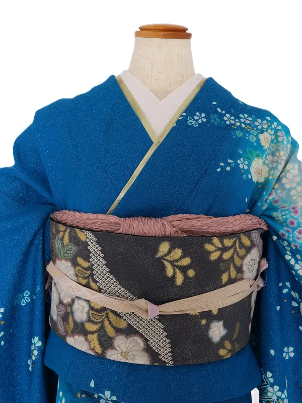 NEO訪問着480/ブルー銀通し桜