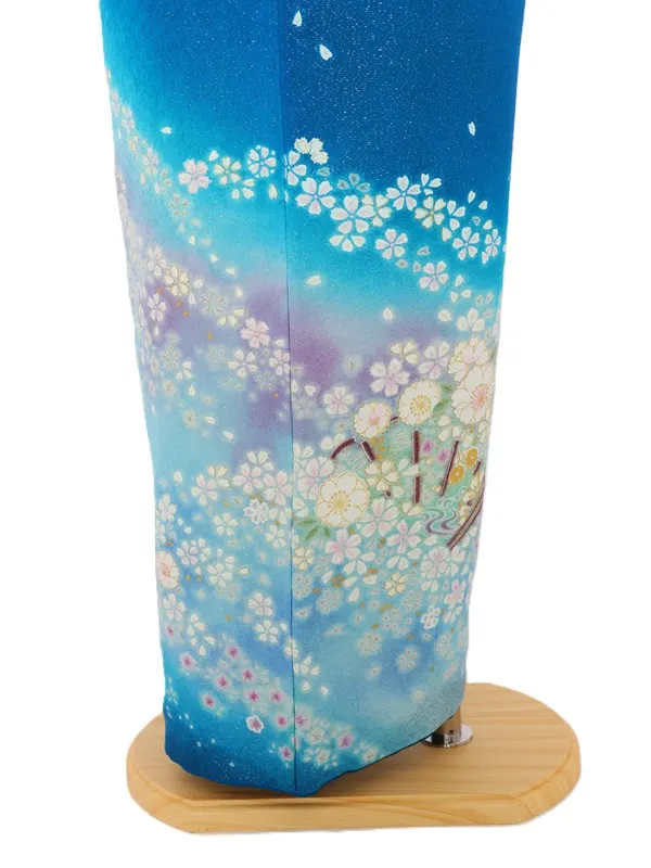 NEO訪問着480/ブルー銀通し桜