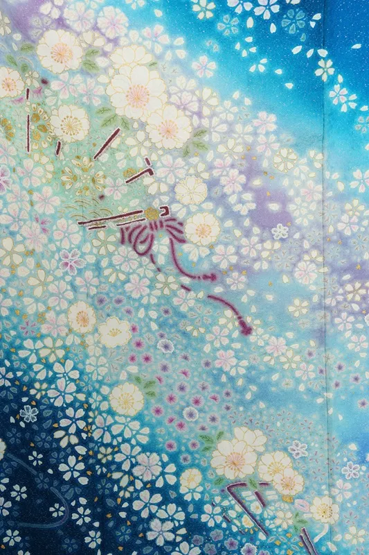 NEO訪問着480/ブルー銀通し桜