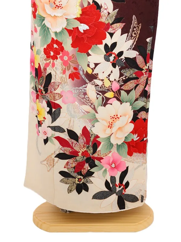 NEO訪問着486/白地に大輪牡丹四季の花