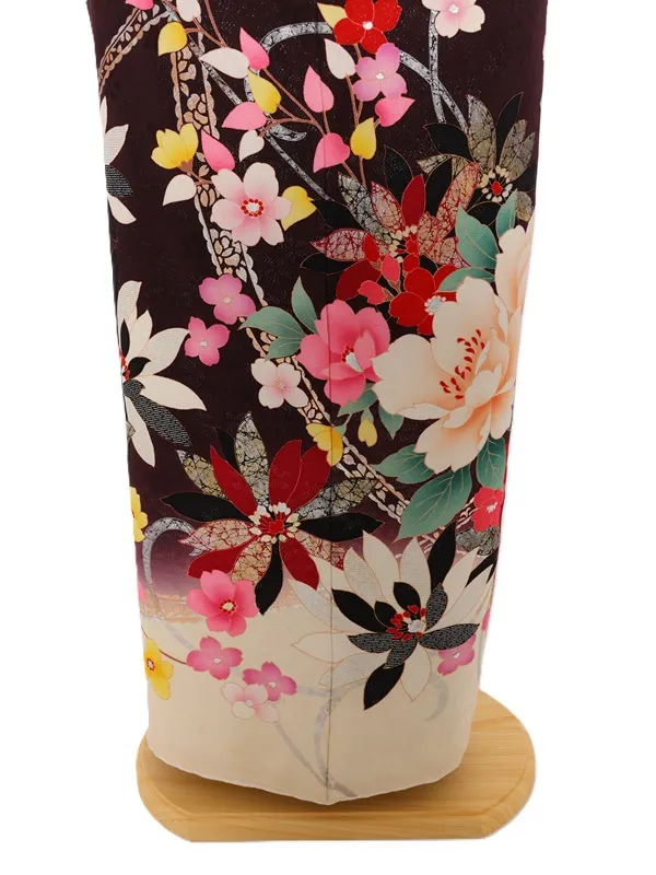 NEO訪問着486/白地に大輪牡丹四季の花