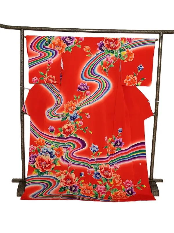 NEO訪問着492/赤に地色流水