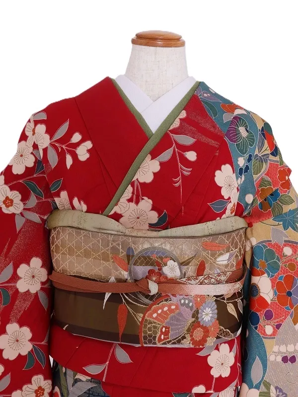 NEO訪問着493/ローズ地しだれ桜裾桐菊菖蒲花園