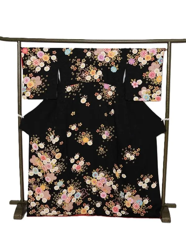 NEO訪問着498/黒地に桜・菊