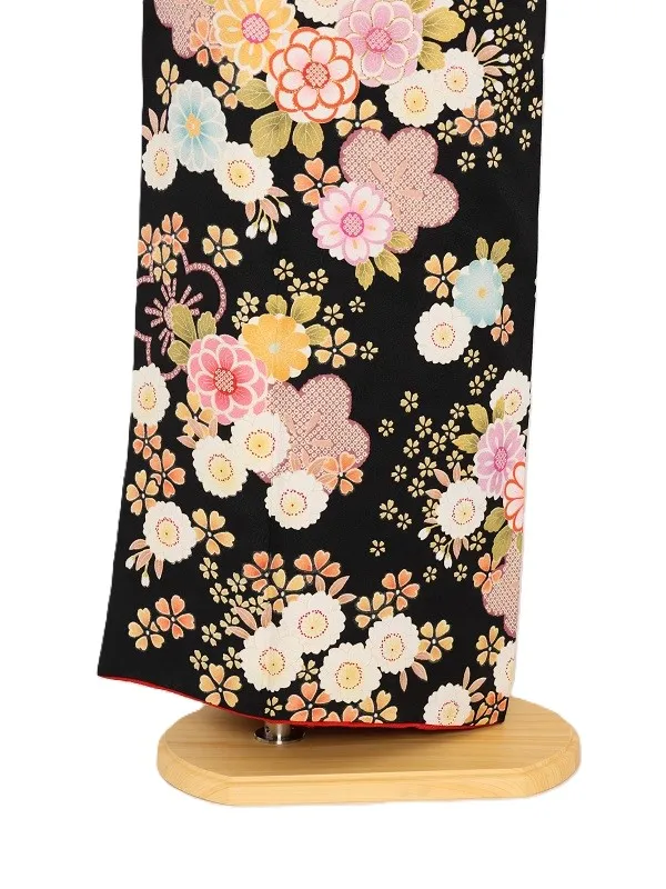 NEO訪問着498/黒地に桜・菊