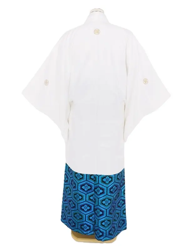 紋付袴135/白紋付/玉虫色六角花菱