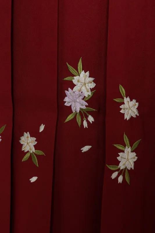 女子袴1024/紺地大小水玉桜刺繍