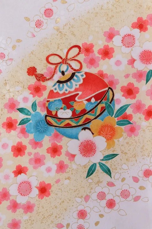 女児産着238白地に花車輪