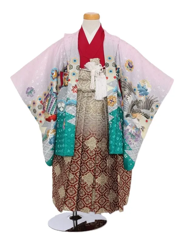 七五三(3歳男児)238/ﾋﾟﾝｸｸﾞﾘｰﾝｸﾞﾗﾃﾞｰｼｮﾝ鷹