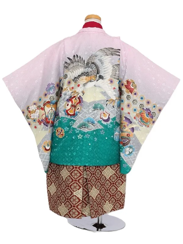 七五三(3歳男児)238/ﾋﾟﾝｸｸﾞﾘｰﾝｸﾞﾗﾃﾞｰｼｮﾝ鷹