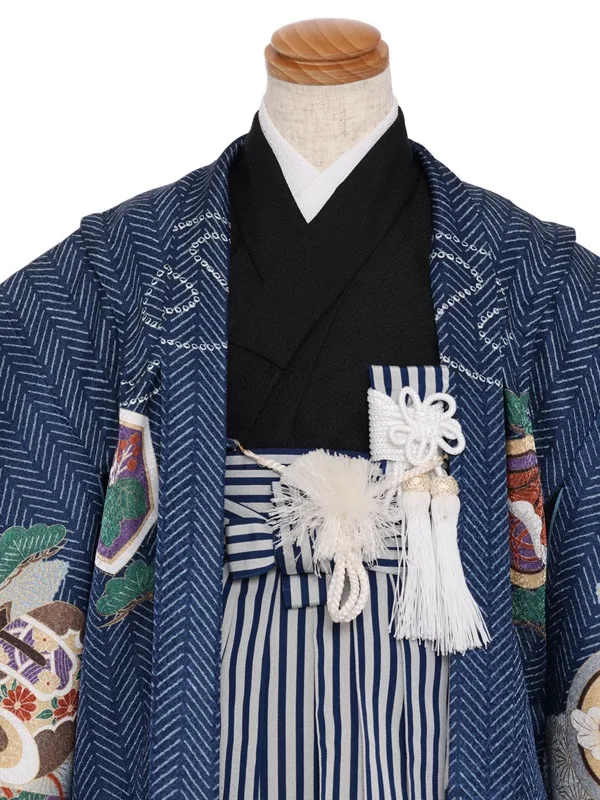 七五三(5歳男児)256/紺鷹兜矢ﾍﾘﾎﾞｰﾝ柄No.1