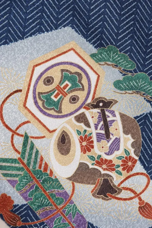 七五三(5歳男児)256/紺鷹兜矢ﾍﾘﾎﾞｰﾝ柄No.1