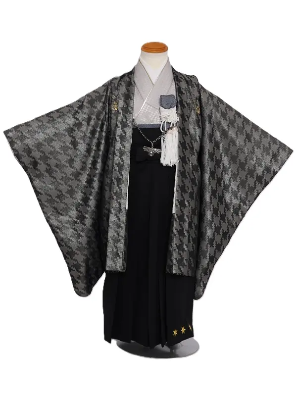 七五三(5歳男児)263/千鳥格子ｸﾞﾚｰ