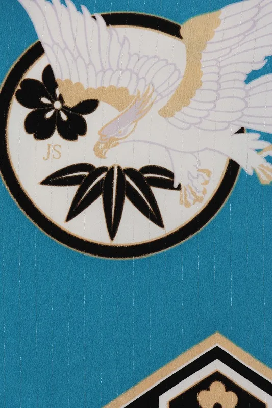 七五三(5歳男児)272/水色黒市松鷹No.1