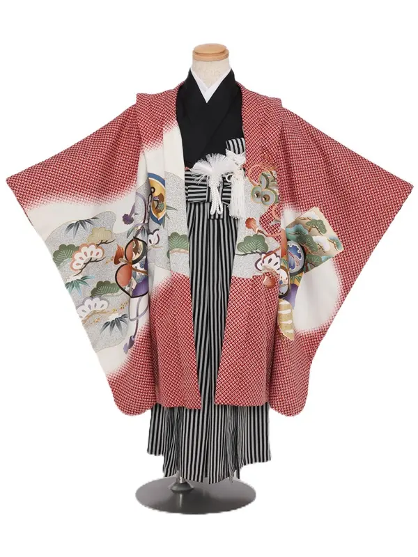 七五三(5歳男児)301/えんじしぼり柄兜