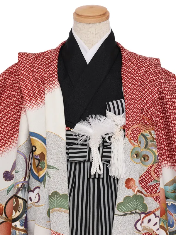 七五三(5歳男児)301/えんじしぼり柄兜