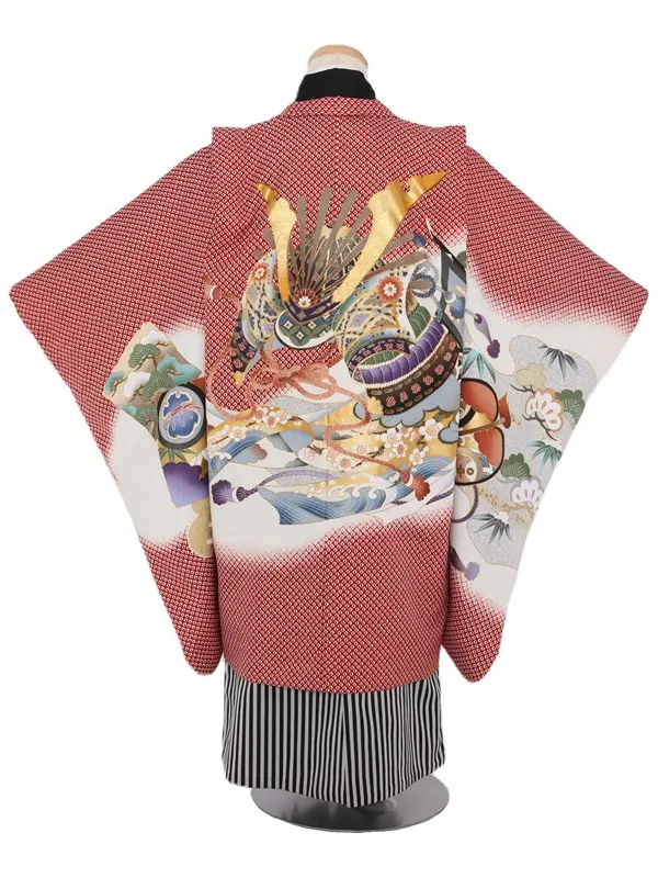 七五三(5歳男児)301/えんじしぼり柄兜