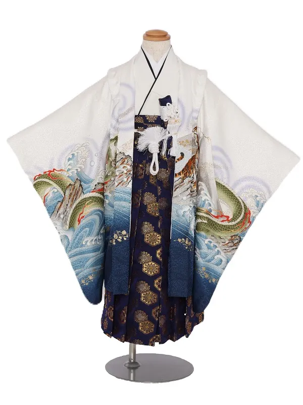 七五三(5歳男児)315/白地紺ぼかし龍に虎