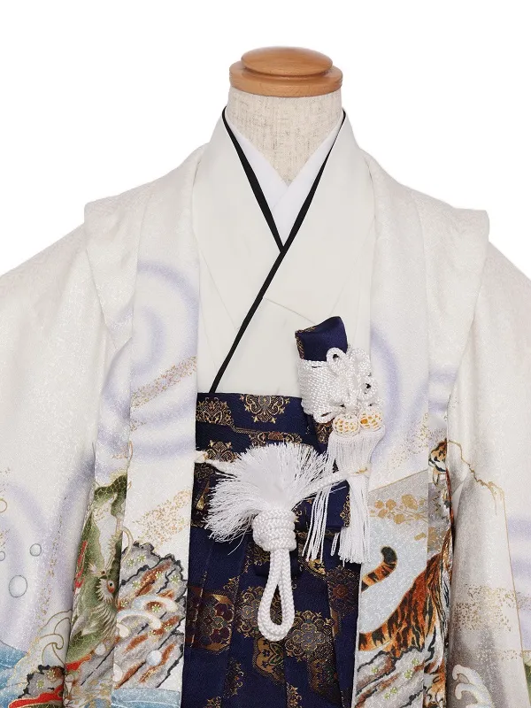 七五三(5歳男児)315/白地紺ぼかし龍に虎