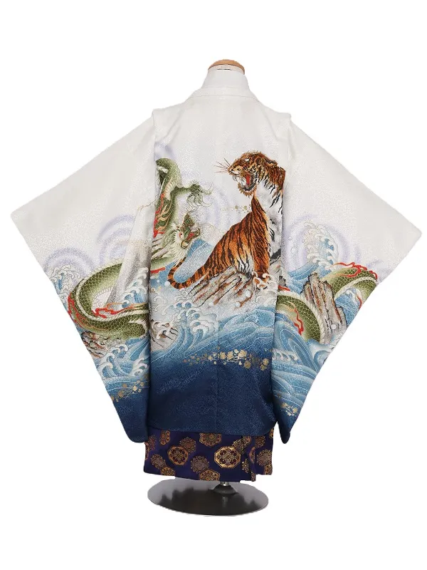 七五三(5歳男児)315/白地紺ぼかし龍に虎