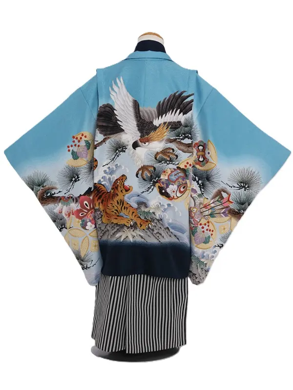 七五三(5歳男児)328/水色虎鷹松