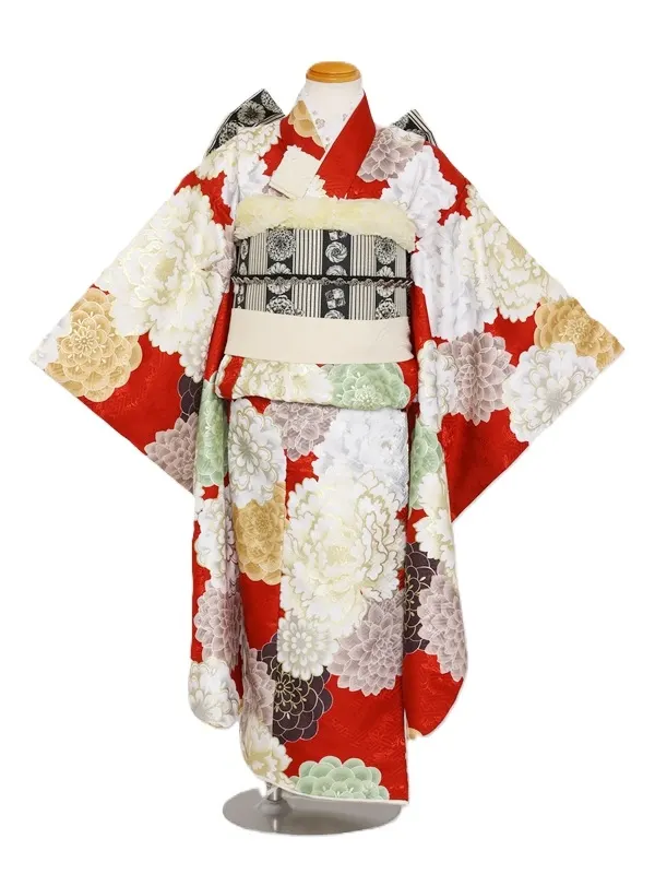 七五三(7歳女児)429/赤 牡丹 菊