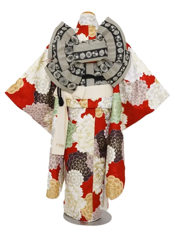 七五三(7歳女児)429/赤 牡丹 菊